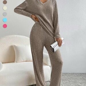 Ribbed Knit Tan loungewear